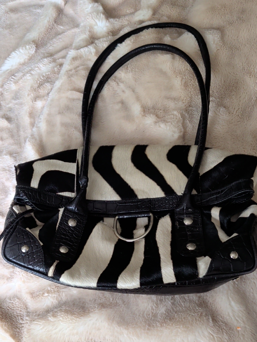 Maurizio Taiuti Zebra Print Black & Cream Shoulder Bag /Pocket Book -